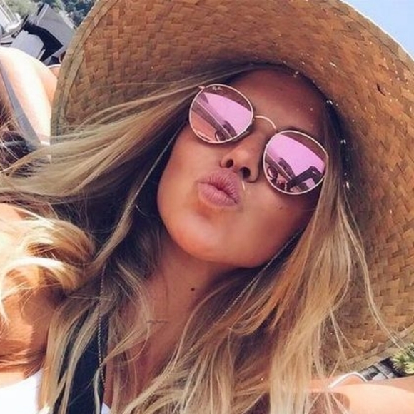 Ray-Ban (Store Display) Round Metal Reflective Pink RB3447 Mirror - Picture 13 of 14